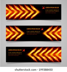 Banners with orange flaming arrows for your design