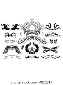 Banners Ornaments Florals and Skulls