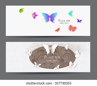 Banners with paper butterflies