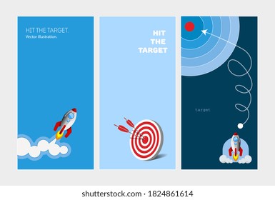 Banners for promotion stories. Achievement of the goal. Vector illustration.