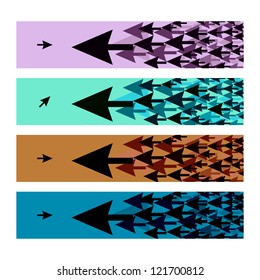 Banners with purple green brown blue mouse arrow
