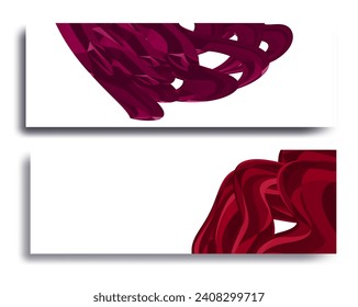 banners with red abstract dynamic shapes vector background