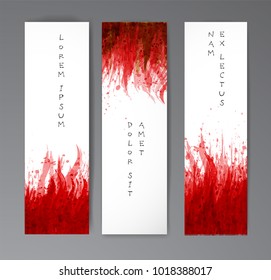 Banners with red blood splashes on realistic paper background