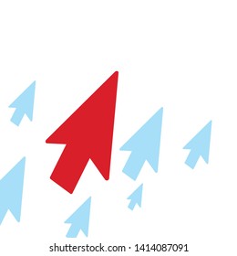 Banners with red and blue mouse arrow