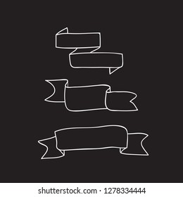 Banners ribbons. Editable line drawing. Stock vector illustration.