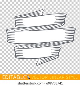 Banners ribbons. Editable line drawing. Stock vector illustration