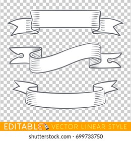 Banners ribbons. Editable line drawing. Stock vector illustration