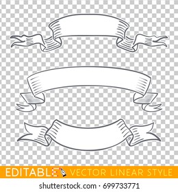 Banners ribbons. Editable line drawing. Stock vector illustration