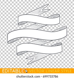 Banners ribbons. Editable line drawing. Stock vector illustration