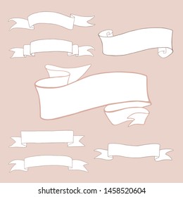 Banners ribbons. Empty Banner on chalkboard, handdrawn vector sketch, clean outlines, vintage style blackboard.

