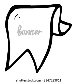 Banners ribbons in a hand-drawn style. Doodle vector design and polygraphy element for greeting cards, banners, invitations.