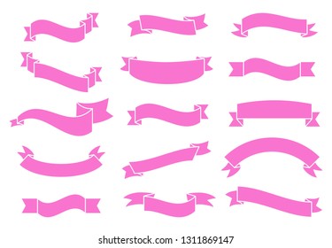 Banners and ribbons set isolated on white background. Collection of trendy banners and ribbons for web site, tag, label, sticker, and badge. Creative art concept, vector illustration