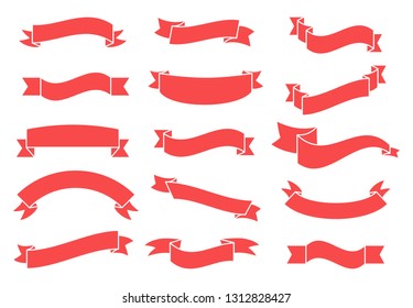 Banners and ribbons set isolated on white background. Collection of trendy banners and ribbons for web site, tag, label, sticker, and badge. Creative art concept, vector illustration