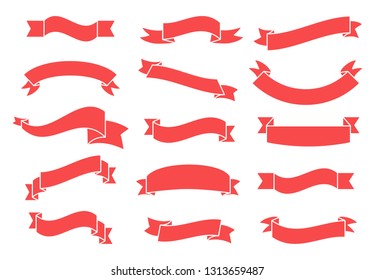 Banners and ribbons set isolated on white background. Collection of trendy banners and ribbons for web site, tag, label, sticker, and badge. Creative art concept, vector illustration