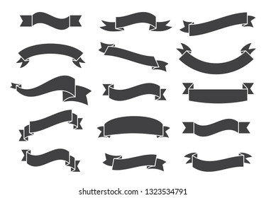 Banners and ribbons set isolated on white background. Collection of trendy banners and ribbons for web site, tag, label, sticker, and badge. Creative art concept, vector illustration