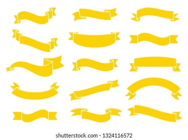 Banners and ribbons set isolated on white background. Collection of trendy banners and ribbons for web site, tag, label, sticker, and badge. Creative art concept, vector illustration