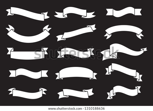 Banners and\
ribbons set isolated on black background. Collection of trendy\
banners and ribbons for web site, tag, label, sticker, and badge.\
Creative art concept, vector\
illustration