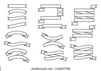 Banners and ribbons set titles collection, stock vector illustration