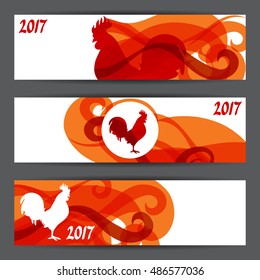 Banners with rooster symbol of 2017 by Chinese calendar.