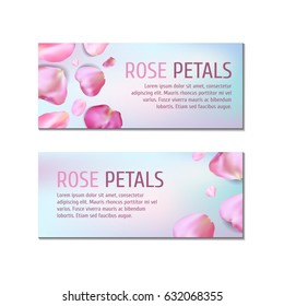 Banners with rose petals
