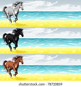 Banners with running horse