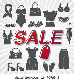 Banners sale women clothes fashion collection vector image in flat style