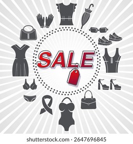 Banners sale women clothes fashion collection vector image in flat style