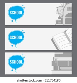 Banners for school design. Education concept. Flat style vector illustration.