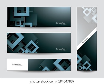 Banners Set. 3d Squares.