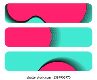 banners set with abstract curves pattern in pop blue pink tones
