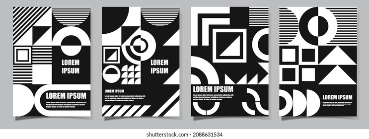 banners con motivos geométricos en blanco y negro. Ilustración vectorial. Plantillas de diseño de volante para tarjetas de boda, folleto de negocios, certificados. Diseño de la plantilla de diseño de afiches de vector de impresión 