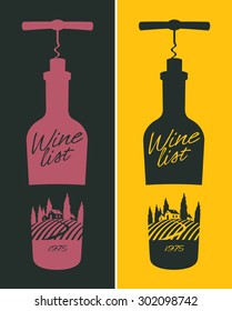 banners set with a bottle of wine and vineyard
