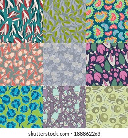 Banners set for business cards, labels, tags. Unique design and interesting solutions. Hand drawn illustration and place for your text.A set of modern vector web banners with varicolored background.