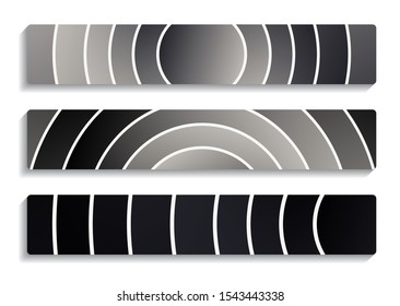 banners set with curved waves pattern in silver white shades