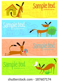 Banners set with cute dogs