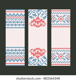 Banners set with decorative embroidery