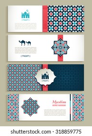 Banners set of ethnic design. Religion abstract  set of layout with ornament.