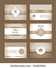 Banners set of ethnic design. Religion abstract set of layout with ornament.