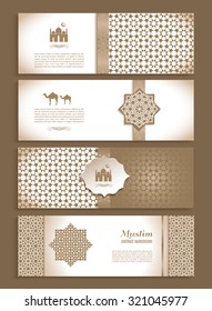 Banners set of ethnic design. Religion abstract set of layout with ornament.