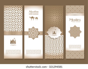 Banners set of ethnic design. Religion abstract set of layout with ornament.