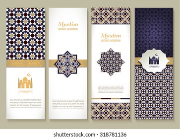 Banners set of etnic design. Religion abstract  set of layout with ornament.