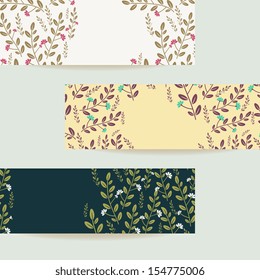 Banners set with floral pattern