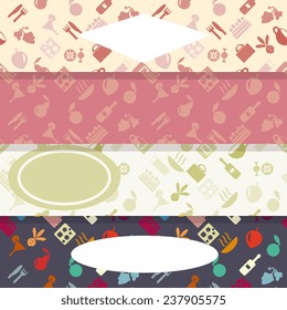 Banners set with food items