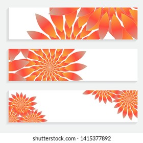 banners set with fractal plants in orange shades on white