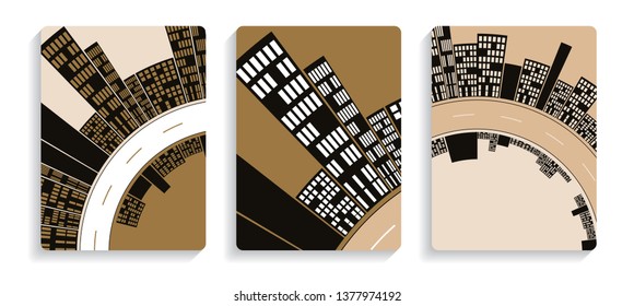 banners set with graphic urban sequence in ivory gold black