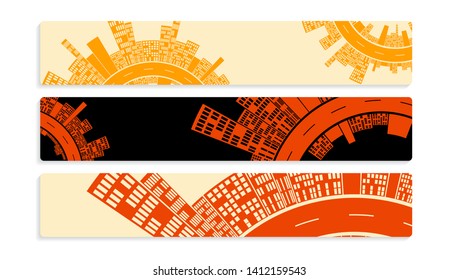 banners set with graphic urban sequence in orange black shades