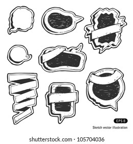 Banners set. Hand drawn sketch illustration isolated on white background