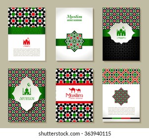 Banners set of islamic.  Uae color design.