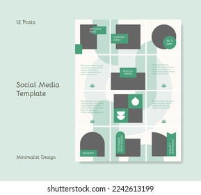 Banners set with minimalist design. Puzzles template for media advertise.