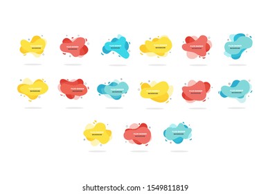 Banners set. Modern Vector design. Flat geometric liquid shapes. Modern banner template for logo, flyer, presentation design. Yellow, red, blue colors
